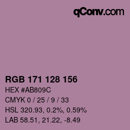 颜色代码: RGB 171 128 156 | qconv.com