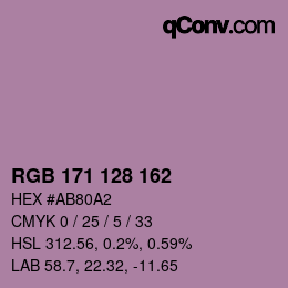 カラーコード: RGB 171 128 162 | qconv.com