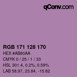 Color code: RGB 171 128 170 | qconv.com