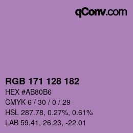 カラーコード: RGB 171 128 182 | qconv.com
