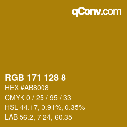 カラーコード: RGB 171 128 8 | qconv.com