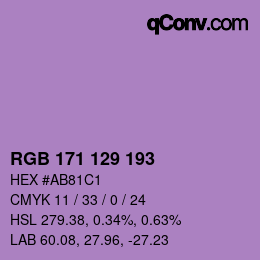 Color code: RGB 171 129 193 | qconv.com