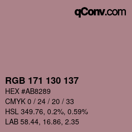 Código de color: RGB 171 130 137 | qconv.com