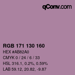 Código de color: RGB 171 130 160 | qconv.com