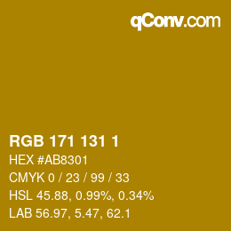 カラーコード: RGB 171 131 1 | qconv.com