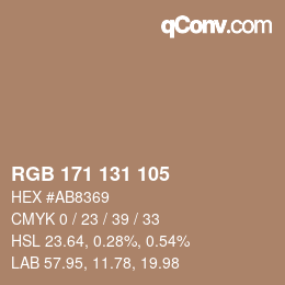颜色代码: RGB 171 131 105 | qconv.com