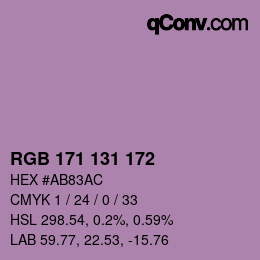 Color code: RGB 171 131 172 | qconv.com