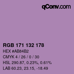 Color code: RGB 171 132 178 | qconv.com