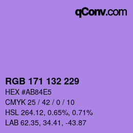 カラーコード: RGB 171 132 229 | qconv.com