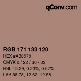 Código de color: RGB 171 133 120 | qconv.com