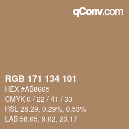 Farbcode: RGB 171 134 101 | qconv.com