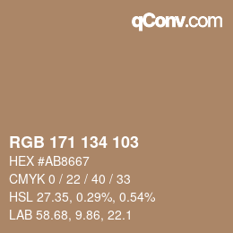 カラーコード: RGB 171 134 103 | qconv.com