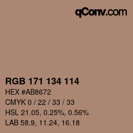 Color code: RGB 171 134 114 | qconv.com