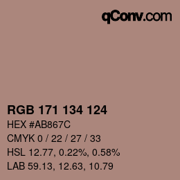 Color code: RGB 171 134 124 | qconv.com