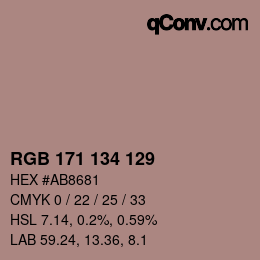 Color code: RGB 171 134 129 | qconv.com