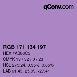 Color code: RGB 171 134 197 | qconv.com