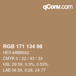 Color code: RGB 171 134 98 | qconv.com