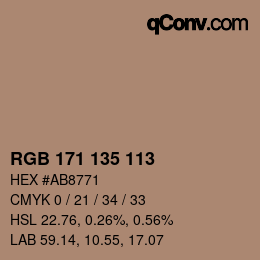 Farbcode: RGB 171 135 113 | qconv.com