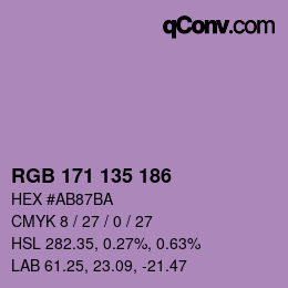 Color code: RGB 171 135 186 | qconv.com