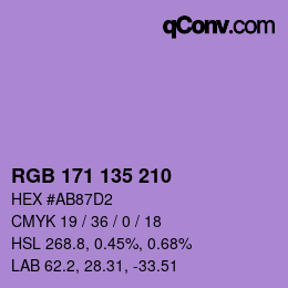 カラーコード: RGB 171 135 210 | qconv.com