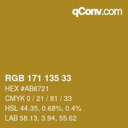 Color code: RGB 171 135 33 | qconv.com