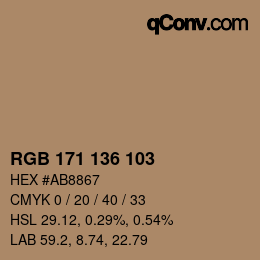 カラーコード: RGB 171 136 103 | qconv.com