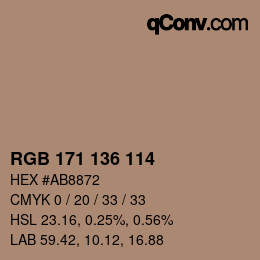 Color code: RGB 171 136 114 | qconv.com