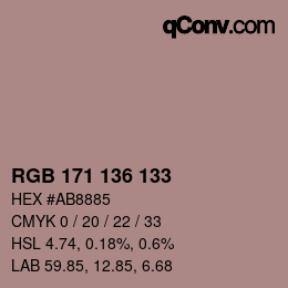Color code: RGB 171 136 133 | qconv.com