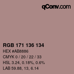 カラーコード: RGB 171 136 134 | qconv.com