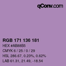 Color code: RGB 171 136 181 | qconv.com