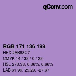 Color code: RGB 171 136 199 | qconv.com
