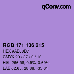 Color code: RGB 171 136 215 | qconv.com