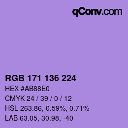 Color code: RGB 171 136 224 | qconv.com