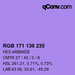 カラーコード: RGB 171 136 235 | qconv.com