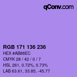 Color code: RGB 171 136 236 | qconv.com