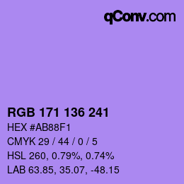 Color code: RGB 171 136 241 | qconv.com