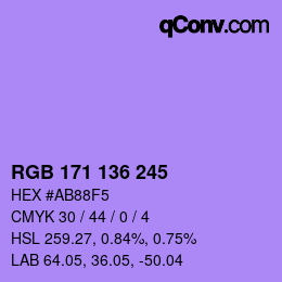 Color code: RGB 171 136 245 | qconv.com