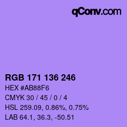 Color code: RGB 171 136 246 | qconv.com