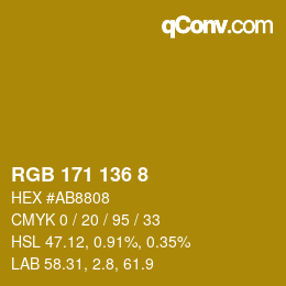カラーコード: RGB 171 136 8 | qconv.com