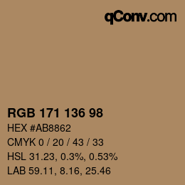 Color code: RGB 171 136 98 | qconv.com