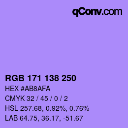 Color code: RGB 171 138 250 | qconv.com