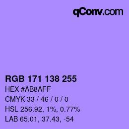 Color code: RGB 171 138 255 | qconv.com