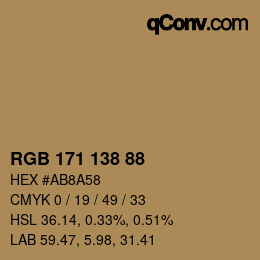 Color code: RGB 171 138 88 | qconv.com