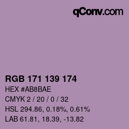 カラーコード: RGB 171 139 174 | qconv.com