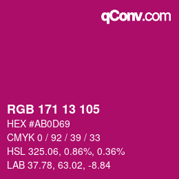 颜色代码: RGB 171 13 105 | qconv.com