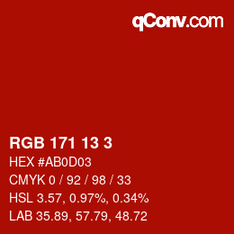カラーコード: RGB 171 13 3 | qconv.com