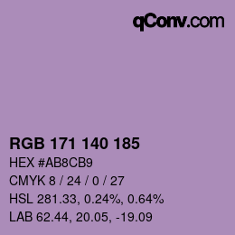 カラーコード: RGB 171 140 185 | qconv.com