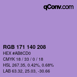 カラーコード: RGB 171 140 208 | qconv.com