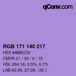 カラーコード: RGB 171 140 217 | qconv.com