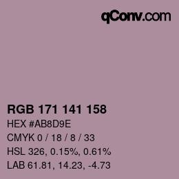 Color code: RGB 171 141 158 | qconv.com